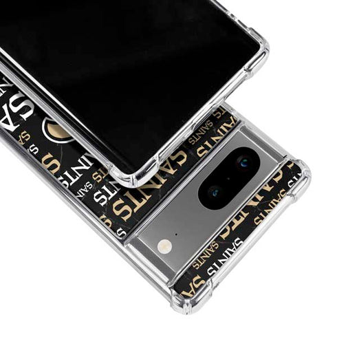 NFL New Orleans Saints Black Blast Google Pixel 7a Clear Case